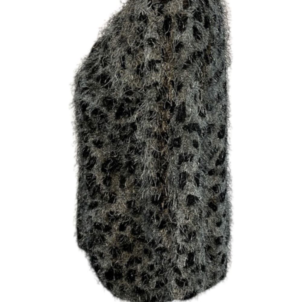 Vintage Isela Fuzzy Animal Print Cardigan Sweater In A Size Medium - Picture 5 of 15